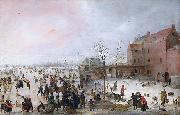 Hendrick Avercamp, A Scene on the Ice near a Brewery